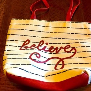 “Believe” purse with red straps, like new!
